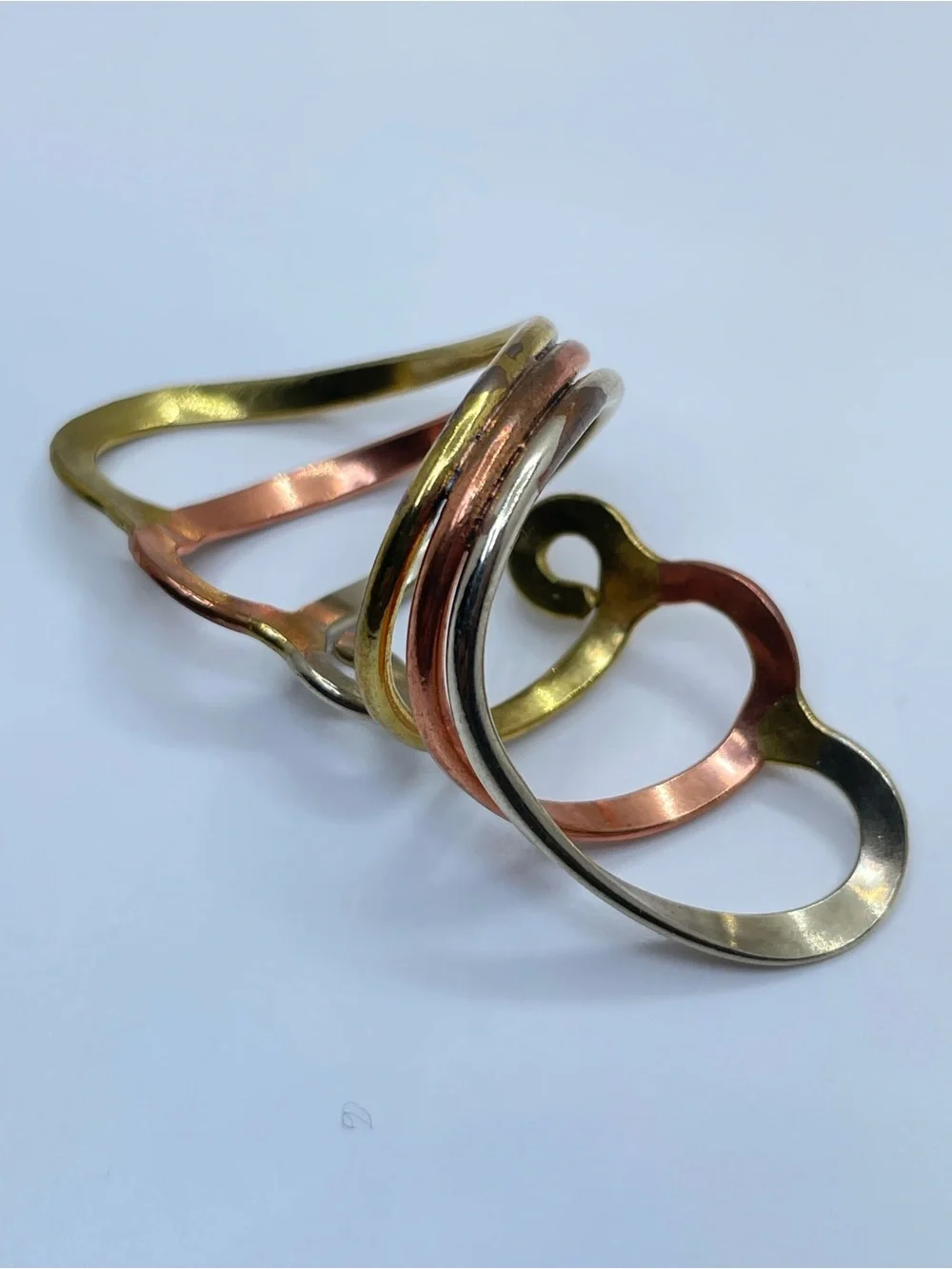 Vintage Taxco Mexico Mixed Metal Silver Gold Copper Ring Boho Southwestern 5.5